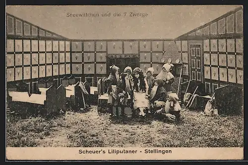 AK Scheuer's Liliputaner in Stellingen, Aufführung: Sneewittchen und die 7 Zwerge
