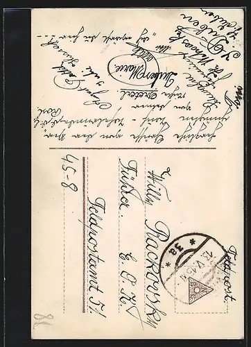 AK Junge Frau schwingt ihren Tennisschläger