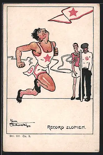 AK Record Zlomen, tschechischer Leichtathlet sprintet in die Ziellinie