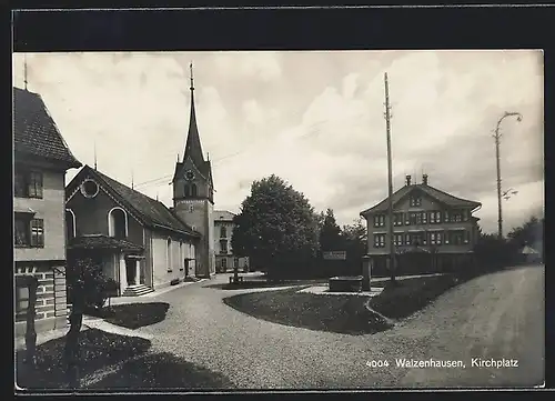 AK Walzenhausen, Kirchplatz mit Kirche