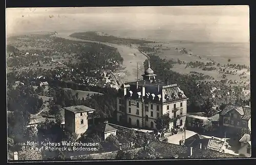 AK Walzenhausen, Hotel Kurhaus mit Blick auf Rheineck u. Bodensee