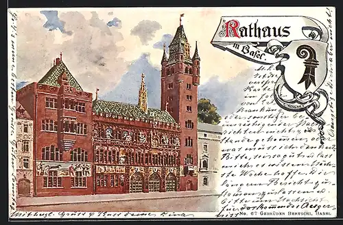 Lithographie Basel, Rathaus, Stadtwappen
