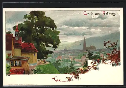 Künstler-AK Heinrich Kley: Freiburg, Panorama