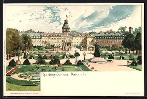 Lithographie Karlsruhe, Residenz-Schloss