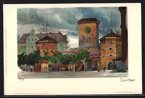 Künstler-AK München, Partie am Isartor