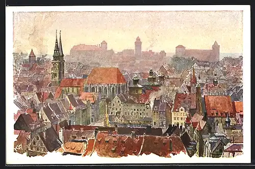 Künstler-AK Heinrich Kley: Nürnberg, Teilansicht