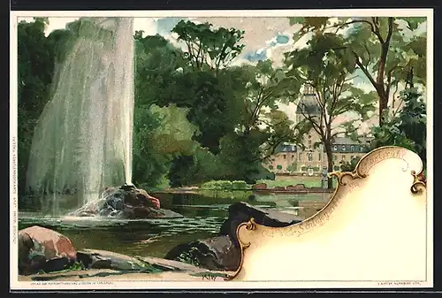 Lithographie Karlsruhe, Partie im Schlossgarten