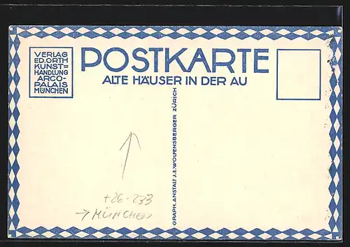 Künstler-AK Ernst E.Schlatter: München-Au, Alte Häuser