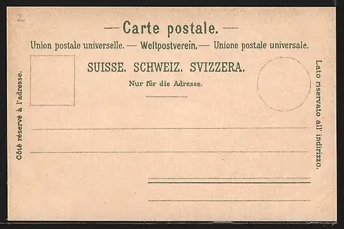 Lithographie Basel, Strassburger Denkmal, Flusspartie mit Brücke