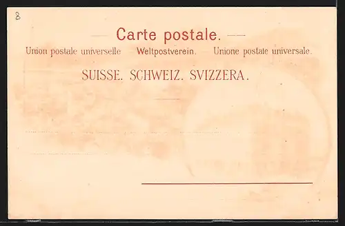 Lithographie Lucerne, Hotel du Rutli, Vue générale, Pferdekutsche