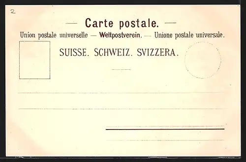 Lithographie La Chaux-de-Fonds, Strassenpartie mit Strassenbahn, Wasserfall, Uferpartie