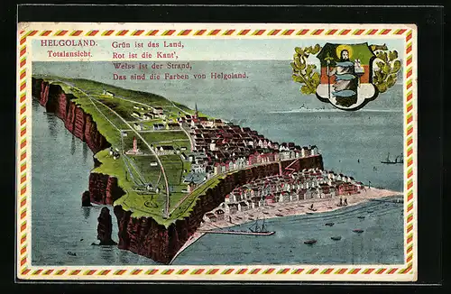 AK Helgoland, Totalansicht, Wappen