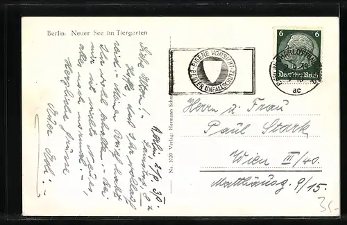 AK Berlin, Neuer See im Tiergarten