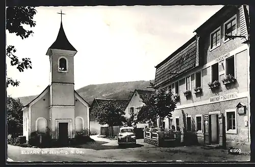 AK Elsarn am Jauerling, Ortsansicht mit Gasthof Schenner