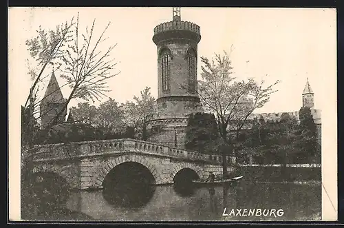 AK Laxenburg, Flusspartie mit Brücke