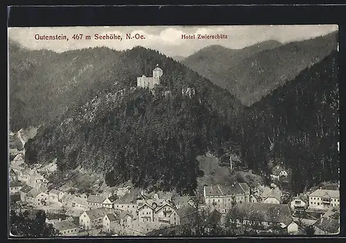 AK Gutenstein, Ortspartie mit dem Hotel Zwierschütz