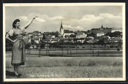 AK Hollabrunn, Blick von der Blumenwiese auf den Ort
