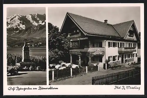 AK Assenhausen-Leoni, Cafe Rosengarten, Denkmal