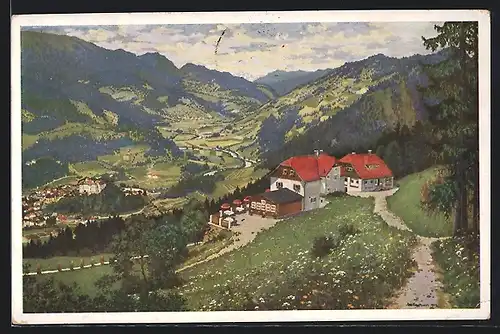 Künstler-AK Stolzalpe, Alpengasthof Rahmhube