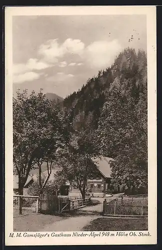 AK Mürzsteg, M.M. Gamsjäger`s Gasthaus, Nieder-Alpel