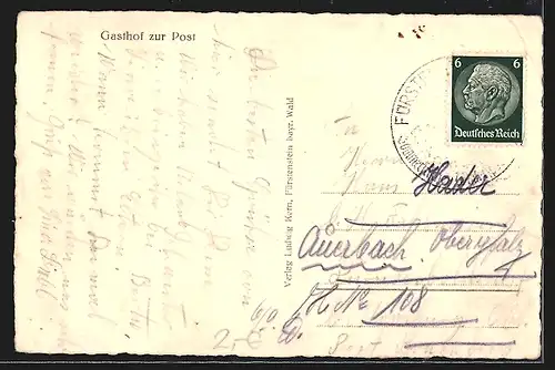 AK Fürstenstein / Bayr. Wald, Ortspartie aus der Vogelschau