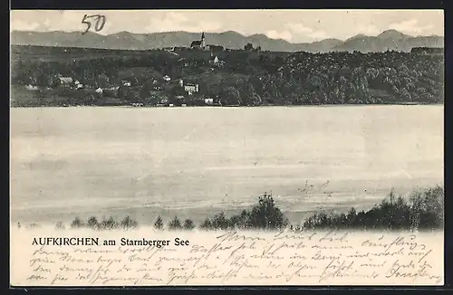 AK Aufkirchen / Starnberger See, Ortsansicht mit Kirche