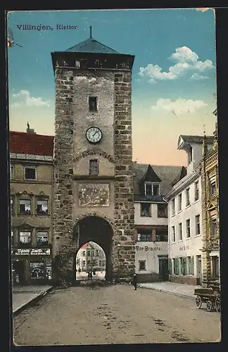 AK Villingen, Riettor mit Tor-Brauerei