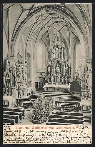 AK Aufkirchen a. W., Inneres der Pfarr- und Wallfahrtskirche