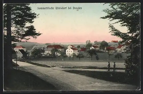 AK Ullersdorf, Ortsansicht aus der Vogelschau