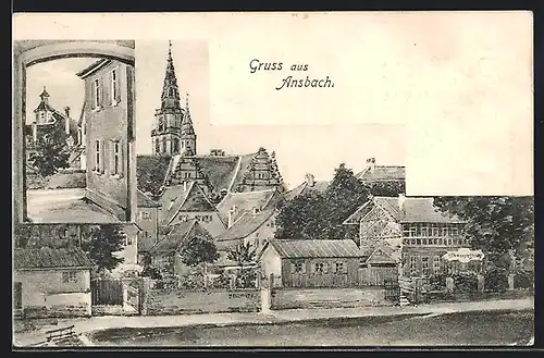 AK Ansbach, Ortspartie mit Kirche