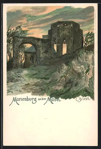 Künstler-AK C.Biese: Zell, Marienburg-Ruine