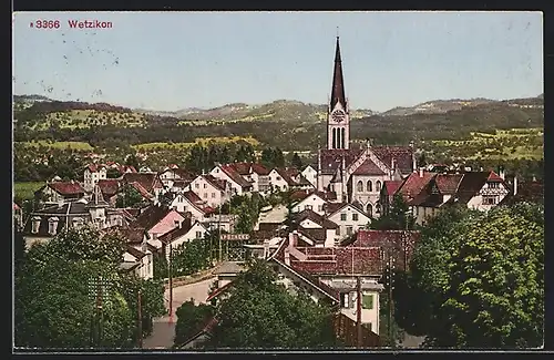 AK Wetzikon, Totale mit Kirche