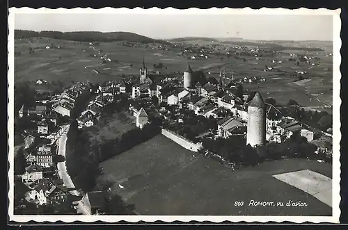 AK Romont, Fliegeraufnahme des Ortes