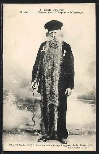 AK Louis Coulon, Mouleur, Longueur de la Barbe 3 m 35