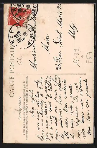 Blumengruss-AK Nancy, Blumengruss mit hübschen Mädchen