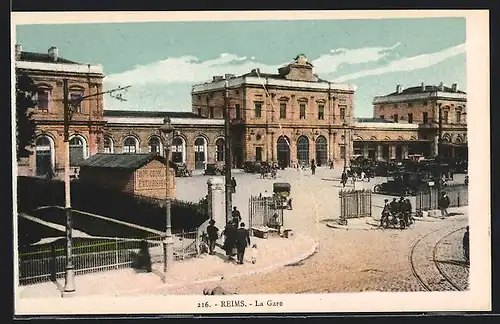 AK Reims, La Gare, Bahnhof