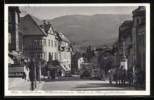 AK Ober-Schreiberhau, Wilhelmstrasse mit Blick n. d. Schneegrubenbaude