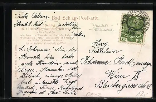 AK Bad Schlag, Dr. Glettlers Sanatorium