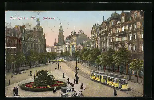 AK Frankfurt a. M., Strassenbahn auf Rossmarkt