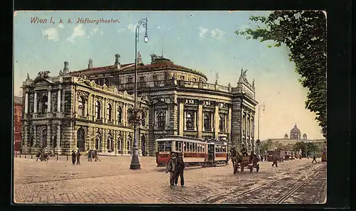 AK Wien, Strassenbahn vor dem Hofburgtheater
