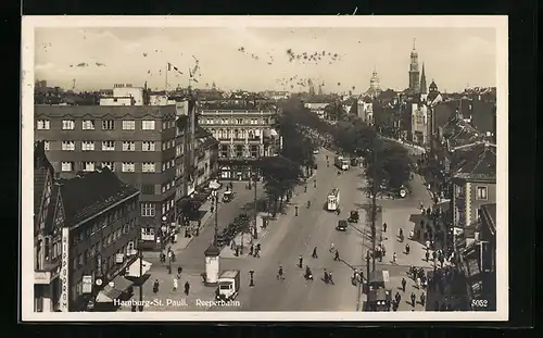 AK Hamburg-St. Pauli, Reeperbahn aus der Vogelschau