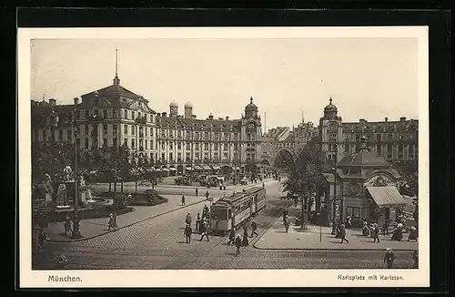 AK München, Karlsplatz m. Strassenbahn