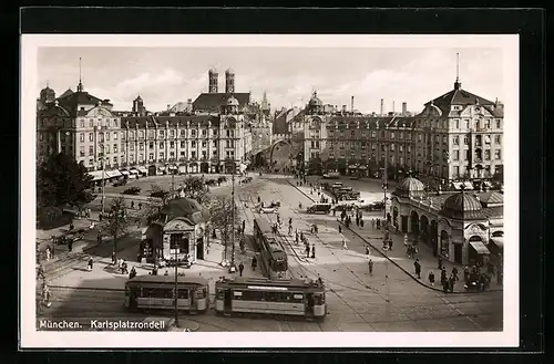 AK München, Karlstor-Rondell, Strassenbahn