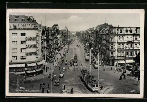 AK Köln, Hohenzollernring mit Strassenbahn