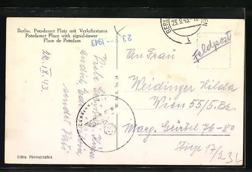 AK Berlin-Tiergarten, Strassenbahn auf dem Potsdamer Platz, Verkehrsturm
