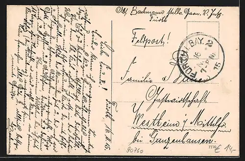 AK Fürth i. B., Synagoge, Strassenbahn in der Weinstrasse