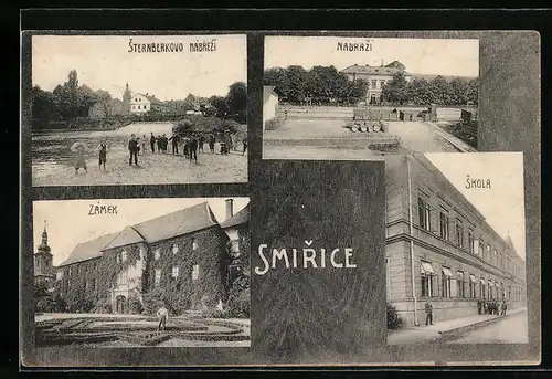 AK Smirice, Sternberkovo nábrezí, Nadrazí, Skola, Bahnhof