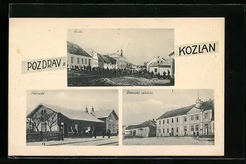 AK Kozlany, Obcanska zálozna, Skola, Nádrazi