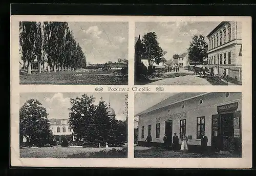 AK Chotelice, Ansichten aus der Ortschaft