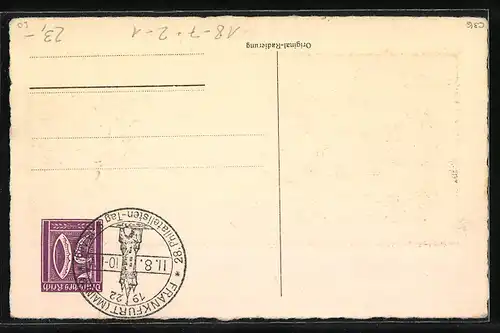 AK Frankfurt a. M., 28. Philatelistischer Tag des Bundes Deutscher & Österr. Philatelisten-Vereine 1922, Ganzsache